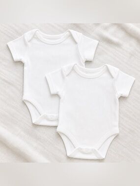 Kidgets 2-Pack White Baby Bodysuits Onesies New Short Sleeve Infant